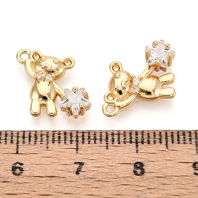 Brass Micro Pave Clear Cubic Zirconia Pendants KK-T078-02G-04-1