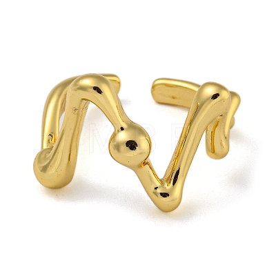 V Shape Brass Open Cuff Rings for Women RJEW-Z050-05G-1