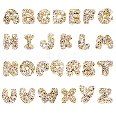 26Pcs 26 Styles Brass Micro Pave Cubic Zirconia Beads KK-GA0002-50-1