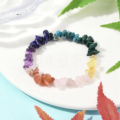 Chakra Natural Mixed Gemstone Chips Stretch Bracelets for Women BJEW-JB11633-02-1