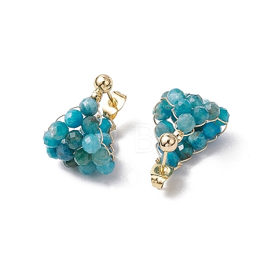 Round Brass Natural Apatite Hoop Earrings EJEW-TA00620-03-1