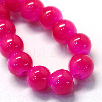 Baking Painted Imitation Jade Glass Round Bead Strands DGLA-Q021-4mm-04-1