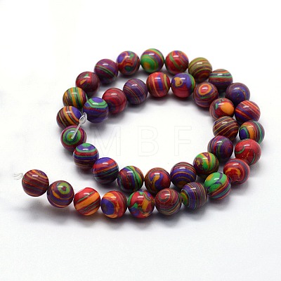 Synthetic Malachite Beads Strands G-I199-32-10mm-C-1