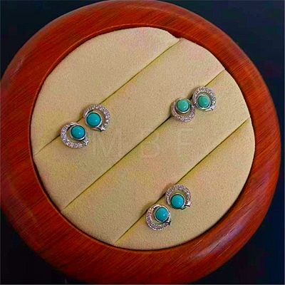 Synthetic Turquoise Dangle Stud Earrings EJEW-C178-01B-1