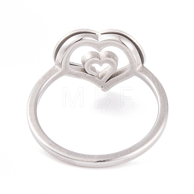 304 Stainless Steel Heart Finger Ring for Women RJEW-C086-21-P-1