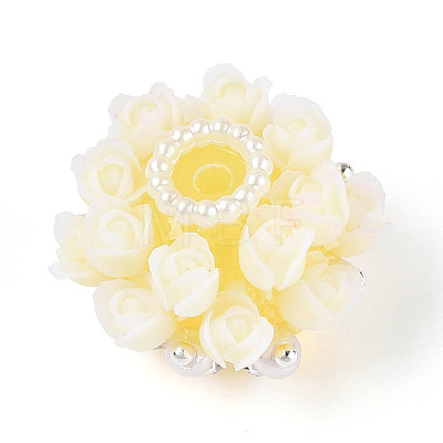 Acrylic with Resin Iron Rhinestone ABS Imitation Pearl Beads OACR-T031-04F-1