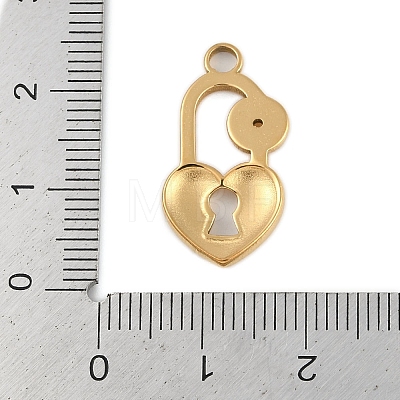 Ion Plating(IP) 304 Stainless Steel Heart Lock Pendant Cabochon Settings STAS-U019-12G-1