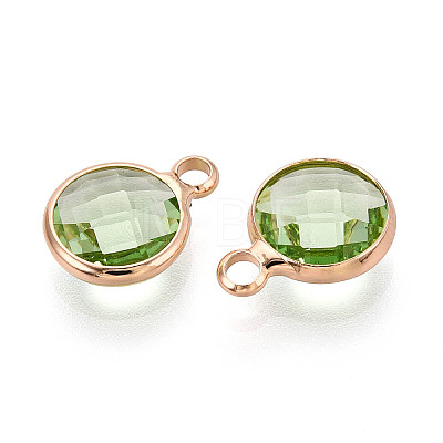 Golden Tone Brass Glass Charms X-GLAA-ZX008-24K-G-1