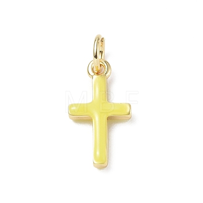 Real 18K Gold Plated Eco-Friendly Rack Plating Brass Enamel Pendants KK-F845-40G-06-1