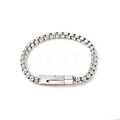 304 Stainless Steel Box Chain Bracelet for Men Women BJEW-E009-02P-1