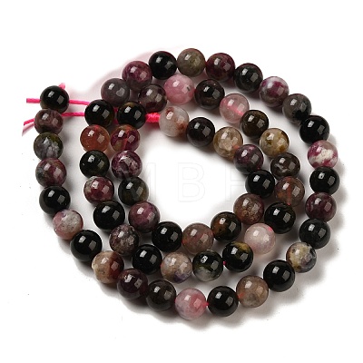 Natural Tourmaline Round Bead Strands G-F269-05-6mm-1