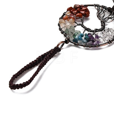 Wire Wrapped Chakra Chips Natural Gemstone Big Pendant Decorations HJEW-H057-02D-01-1