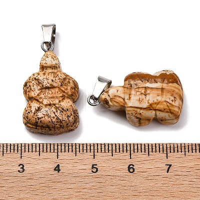 Natural Picture Jasper Pendants G-B127-06P-08-1