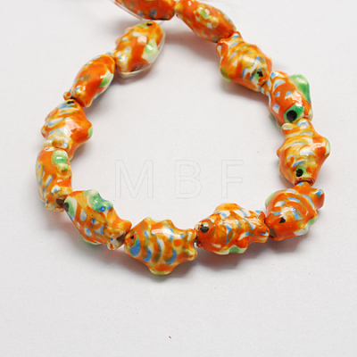Handmade Fish Porcelain Beads X-PORC-S446-M-1