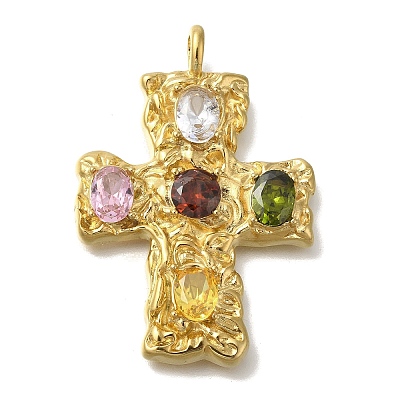 Ion Plating(IP) 304 Stainless Steel Colorful Rhinestone Pendants X-STAS-C105-11G-1