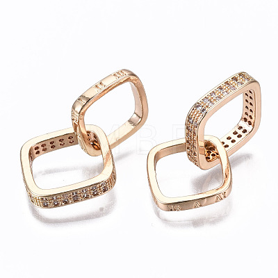 Brass Micro Pave Clear Cubic Zirconia Links Connectors GLAA-S193-024-1