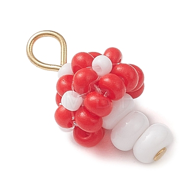 Beaded Mushroom Charms PALLOY-MZ01205-01-1