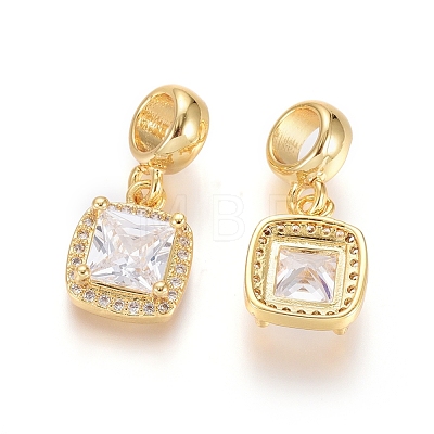 Brass Micro Pave Clear Cubic Zirconia European Dangle Charms OPDL-L016-13G-1