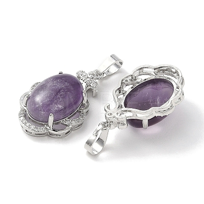 Natural Amethyst Oval Pendants G-NH0025-15P-08-1