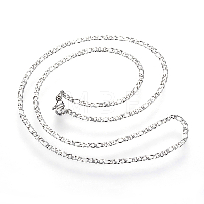 304 Stainless Steel Figaro Chain Necklaces STAS-K168-02P-1