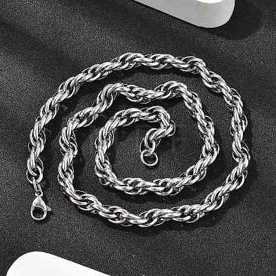 304 Stainless Steel Rope Chain Necklaces for Women Men NJEW-A033-04A-P-1