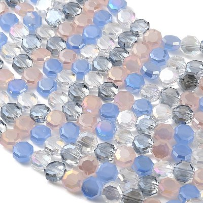 Electroplated Glass Beads Strands EGLA-A048-01A-08-1