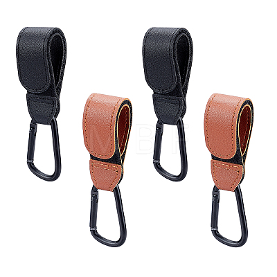 AHADEMAKER 4 Sets 2 Colors PU Leather Stroller Hooks AJEW-GA0004-29-1