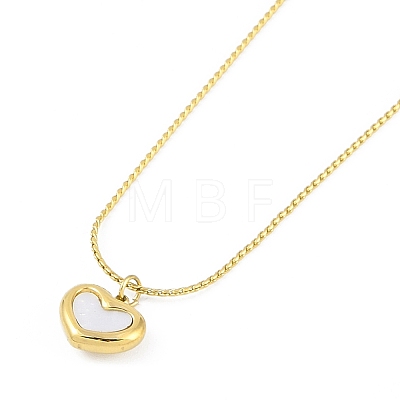 Ion Plating(IP) 304 Stainless Steel Pave Shell Heart Pendant Necklaces for Women NJEW-K276-32G-1