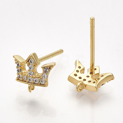 Brass Cubic Zirconia Stud Earring Findings KK-S350-384-1