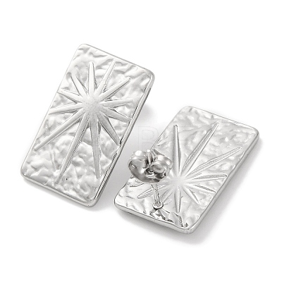 304 Stainless Steel Rectangle with Sun Stud Earrings EJEW-D281-27S-1