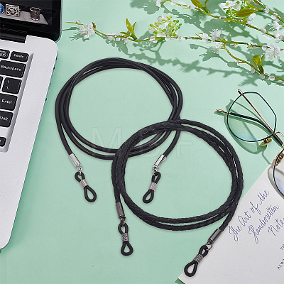 2Pcs 2 Styles Cowhide Neck Strap for Eyeglasses AJEW-CL0004-76B-1