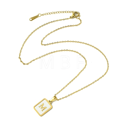Ion Plating(IP) Rectangle with Initial Letter 304 Stainless Steel Pendant Necklace NJEW-R265-04G-M-1