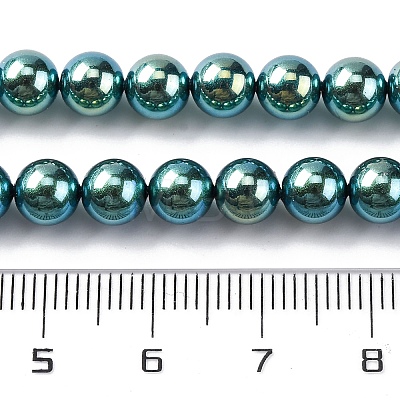 UV Plating Pearlized Glass Pearl Beads Strands GLAA-F128-01A-T24-1