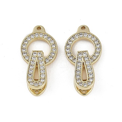 Brass Clear Cubic Zirconia Fold Over Clasps KK-Z078-09G-1