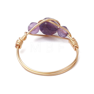 Round Natural Rose Quartz & Amethyst & Fluorite & Carnelian & Amazonite & Red Agate Finger Ring RJEW-JR00754-1