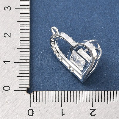 Brass Micro Pave Clear Cubic Zirconia Pendants KK-C168-01S-1