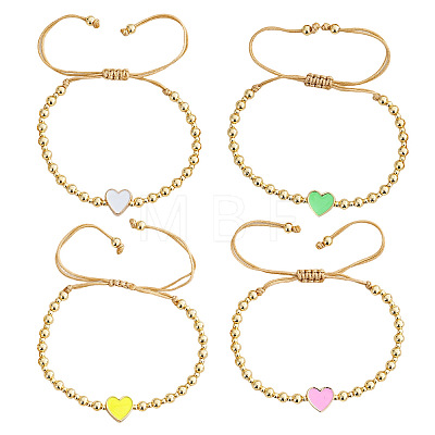 4Pcs Brass Resin Beads Braided Bead Bracelets AX2014-2-1