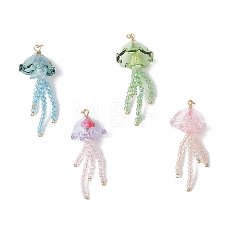 Glass with Acrylic Big Pendants PALLOY-JF04982-1