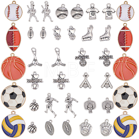 40Pcs 20 Styles Sports Tibetan Style Alloy & Alloy Enamel Pendants FIND-BM0001-58-1