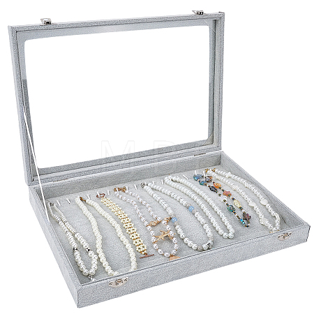Wood Coverd with Velvet Necklaces Display Cases AJEW-WH20054-340B-1