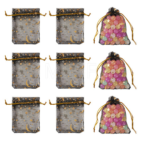 30Pcs Gold Stamping Moon Star Organza Drawstring Gift Bags ABAG-TA0002-21E-1