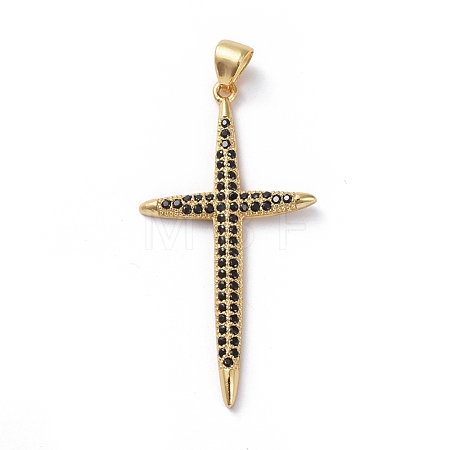 Brass Micro Pave Cubic Zirconia Pendants ZIRC-G159-02G-02-1