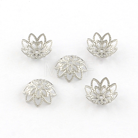 Tarnish Resistant 8-Petal Flower 304 Stainless Steel Fancy Bead Caps STAS-R083-16-1
