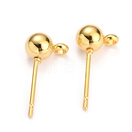 304 Stainless Steel Ball Post Stud Earring Findings STAS-Z035-01G-B-1