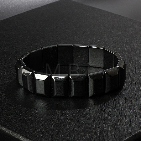 Non-Magnetic Synthetic Hematite Beaded Stretch Bracelets for Men FIND-PW0021-10D-1