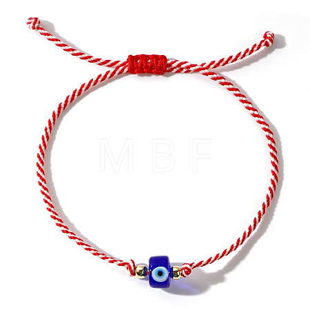 Adjustable Glass Evil Eye Braided Bead Bracelets for Men and Women PI2315-1-1
