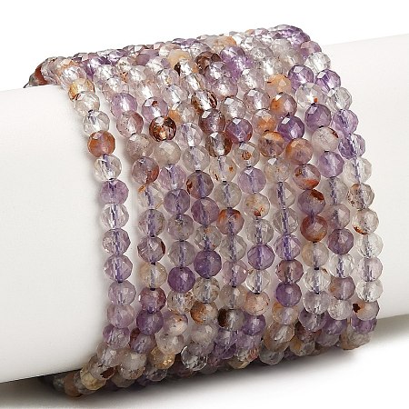 Natural Purple Phantom Quartz Purple Lodolite Quartz Beads Strands G-C262-A01-4mm-1