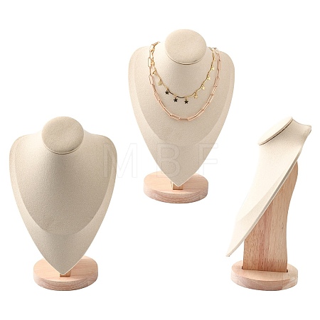 Microfiber Wooden Necklace Displays NDIS-O008-03A-L-1