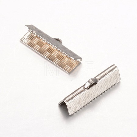Tarnish Resistant 304 Stainless Steel Ribbon Crimp Ends STAS-G140-19P-1