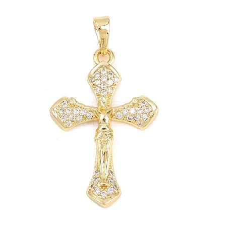 Brass Micro Pave Cubic Zirconia Pendants KK-F938-24D-G-1